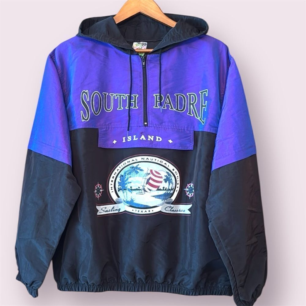 SURF STYLE Vintage 90s Colorblock South Padre Pullover WIndbreaker